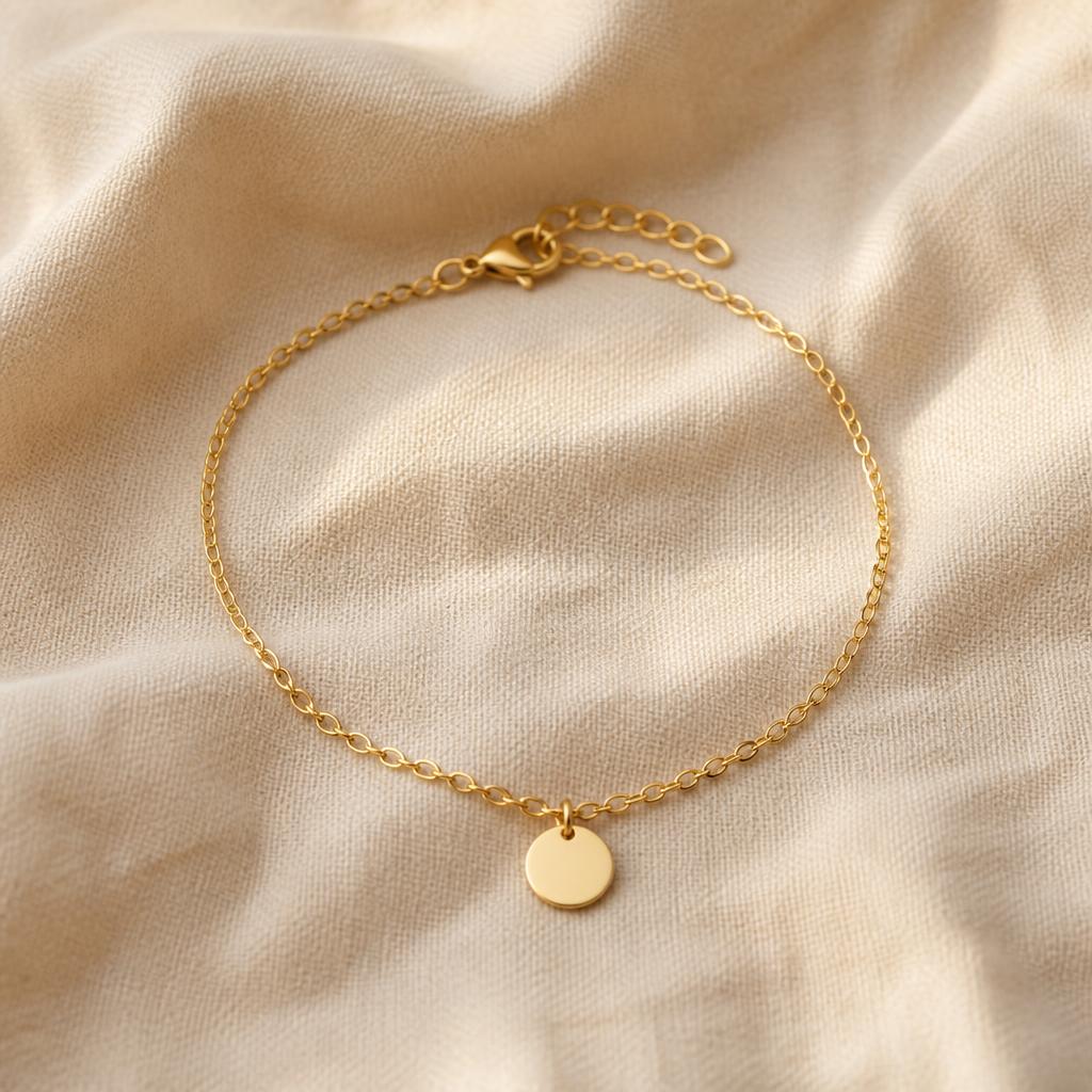 Soleil Disc Bracelet on cream linen