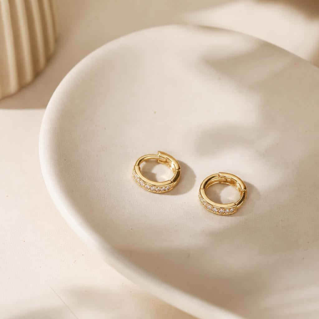 Celeste Hoop Earrings on cream ceramic